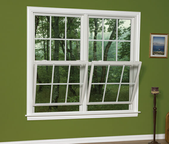 Picture with Double Hung Wooden Windows