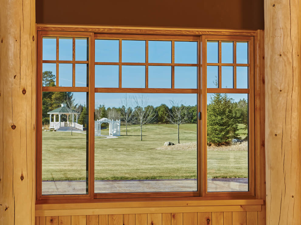 Three-Panel Slider Wooden Windows