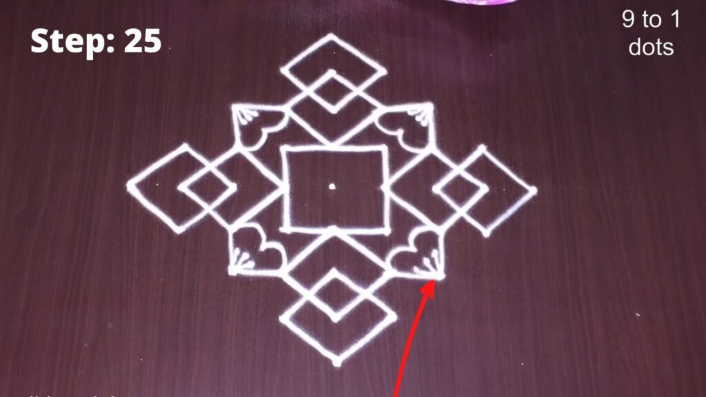 Simple Rangoli Designs with Dots (9x1)