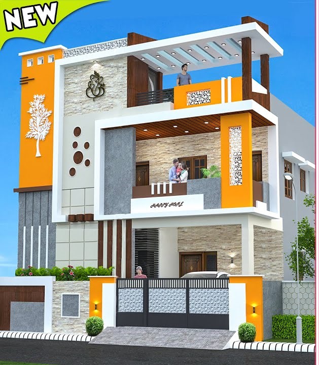 2nd floor house front design Indian style