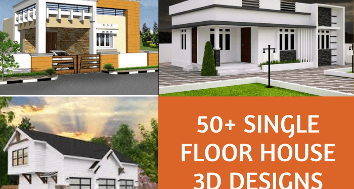 50+ Single Floor House Front Design 3D Images