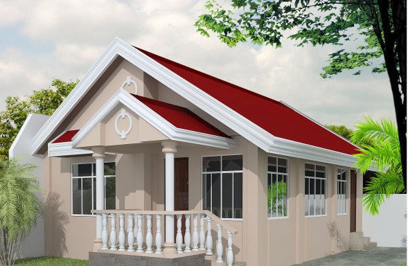 Assam type single floor house front design 3d Images