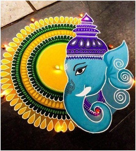 Easy Ganesha Rangoli Designs for Diwali-1