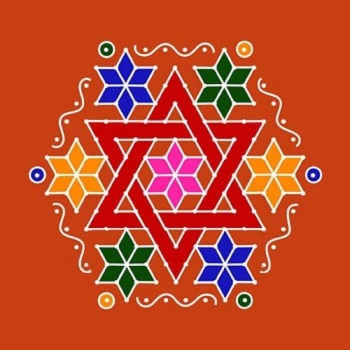 Hexagon-shaped Rangoli Designs for Diwali Photos