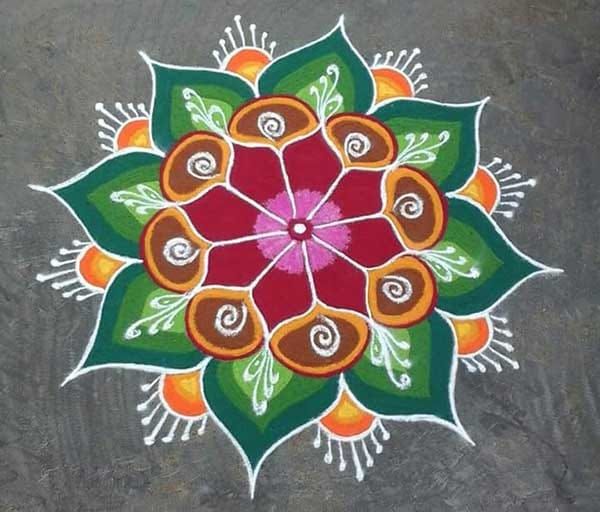 Lotus Diwali Rangoli Designs