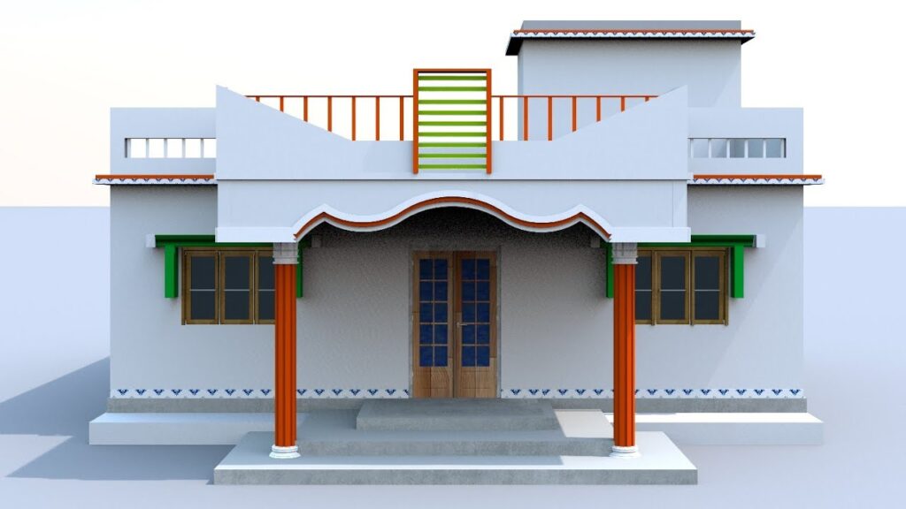 Single Floor House Design in Village
