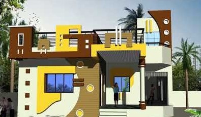 Single floor house front design Indian Style 3d Images