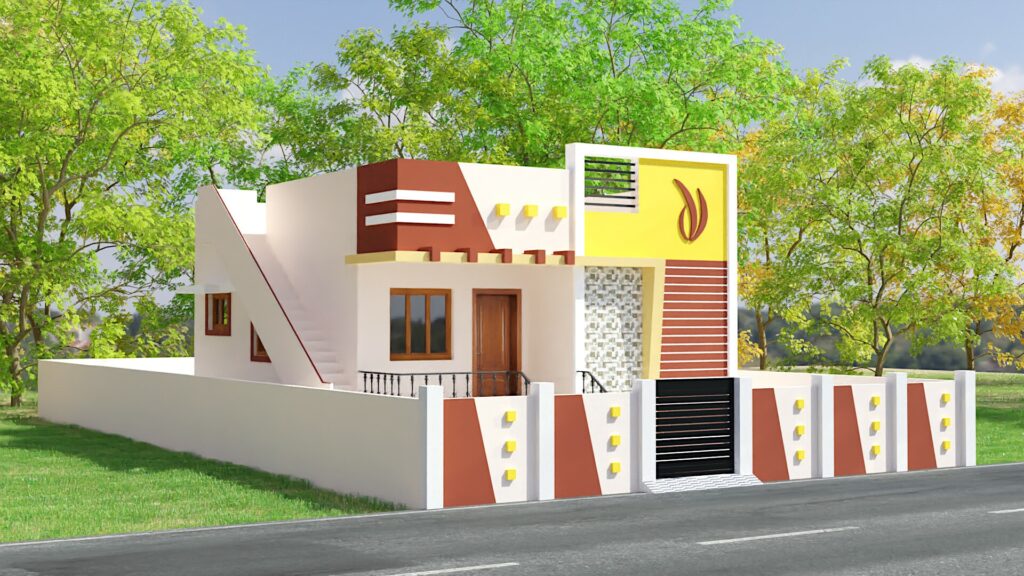 village normal house front elevation design