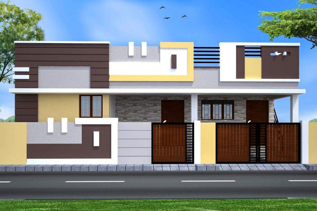 village normal house front elevation design