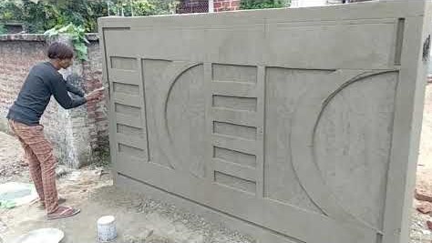 Front Boundary Wall Design of House in Concrete Picture