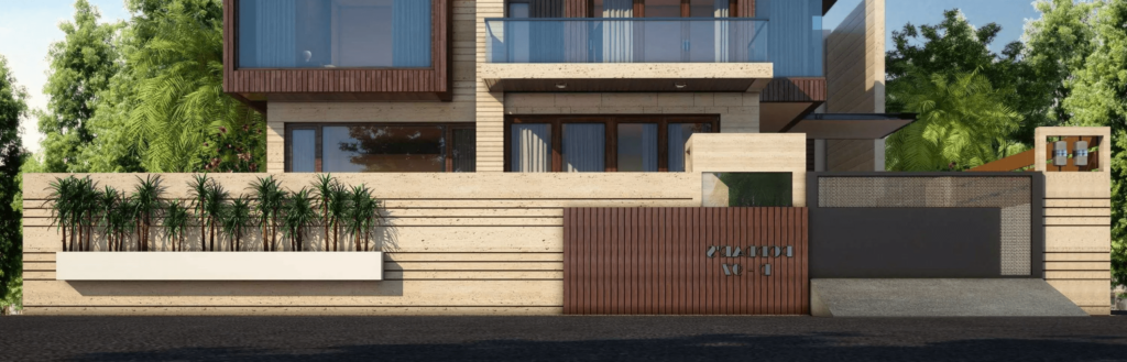 Home Boundary Wall Design with Gate Image
