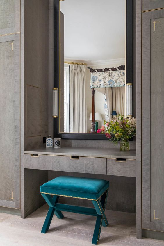 sliding wardrobe design with dressing table