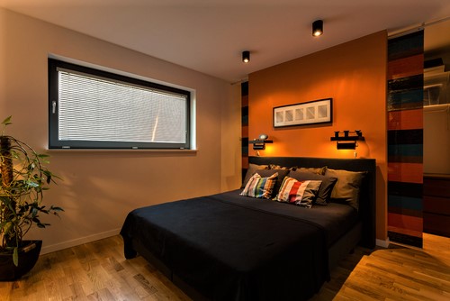 Orange Two Colour Combination for Bedroom Walls Ideas