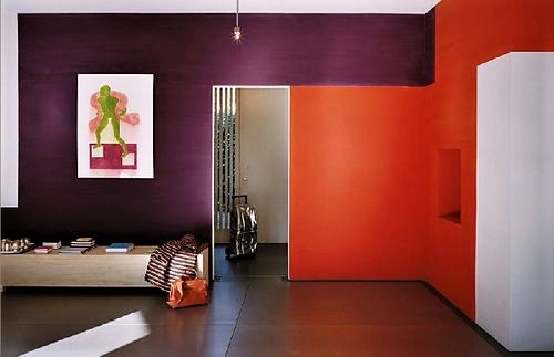 Purple Two Colour Combination for Bedroom Walls Ideas
