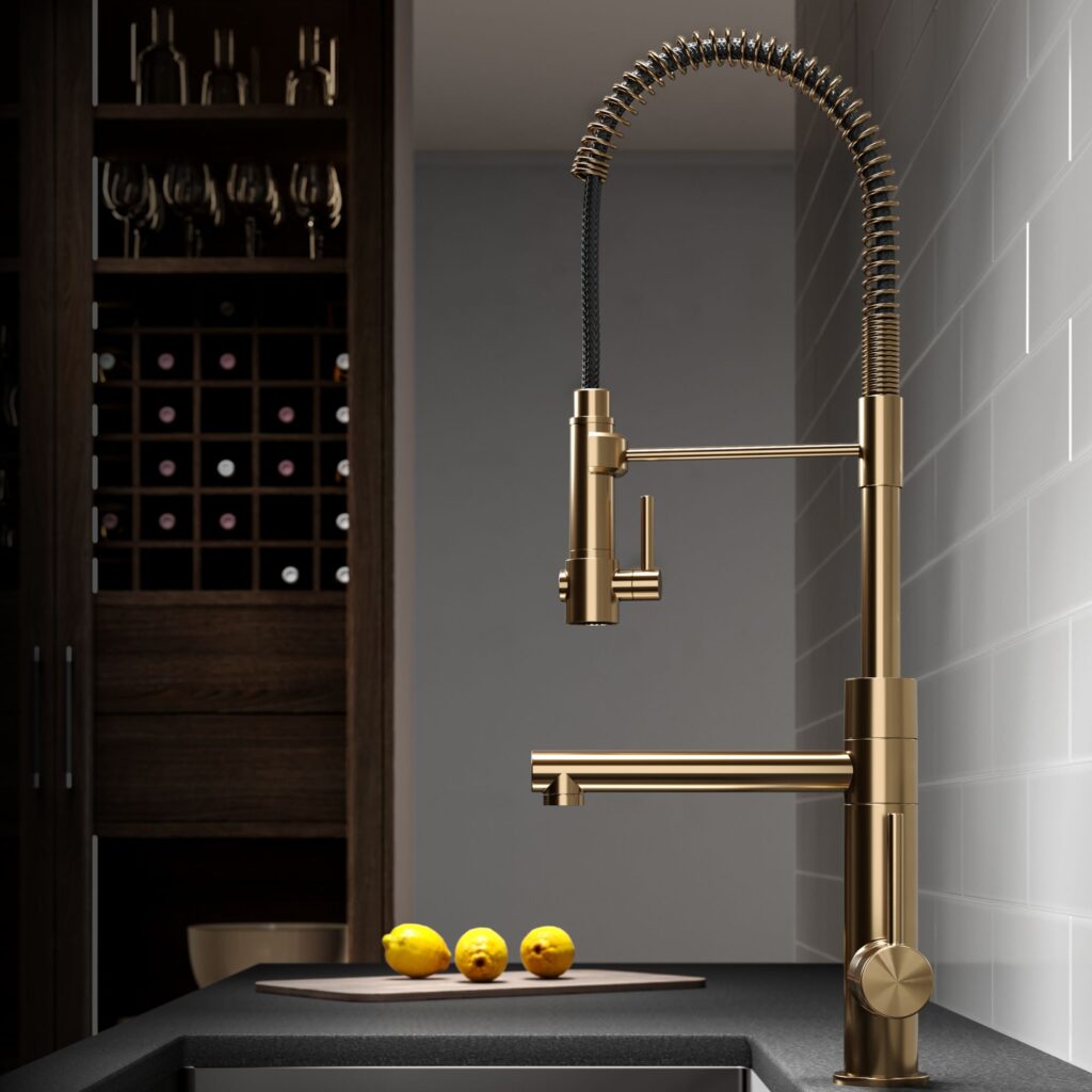 Golden kitchen faucet