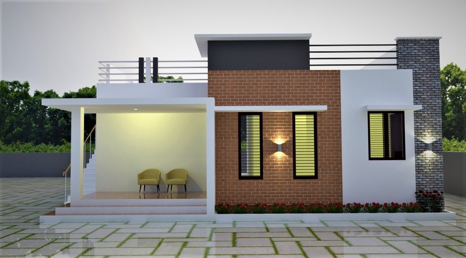 Modern single floor house front design
