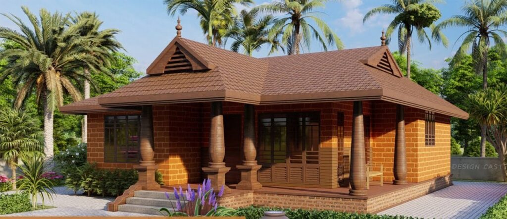 Traditional single floor house front design