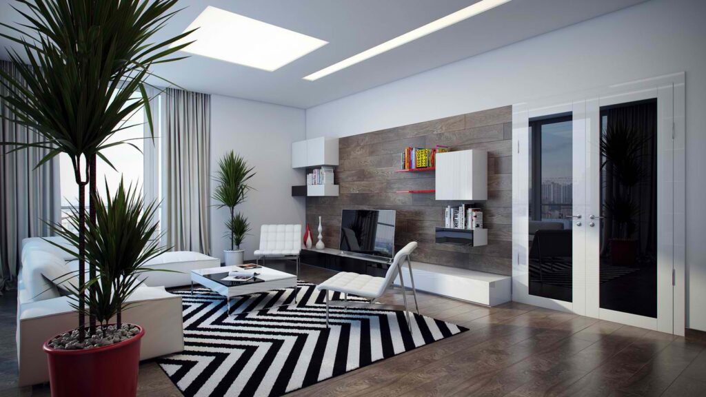 Modern black and white interior design