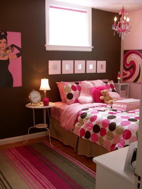matching pink two colour combination for bedroom walls 