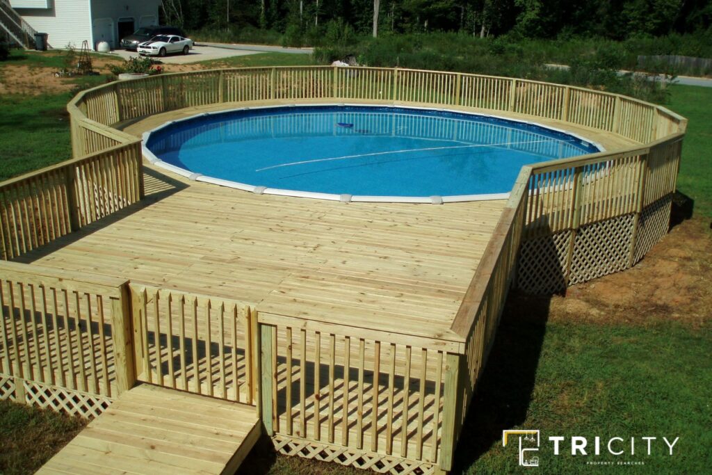 Decking Your Pool Along Its Perimeter for above ground pool deck ideas on a budget