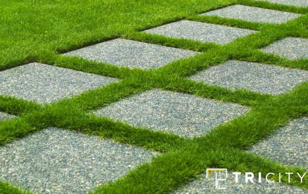 Make a Combination of Pavers and Turf For Cheap No Grass Backyard Ideas