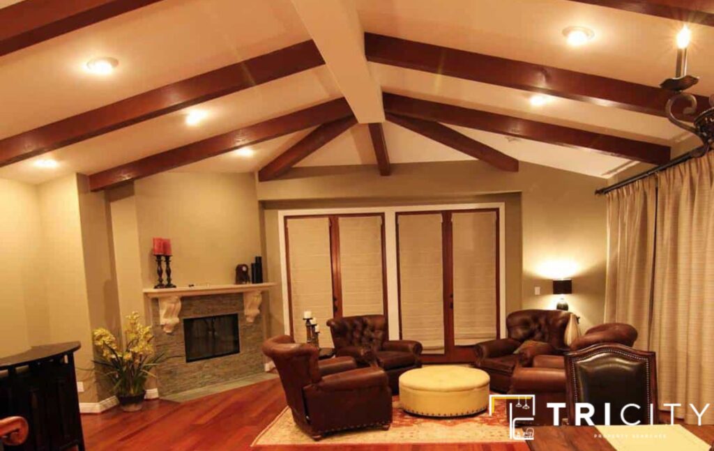 Vaulted Ceiling Ideas With Matching Doors and Beams