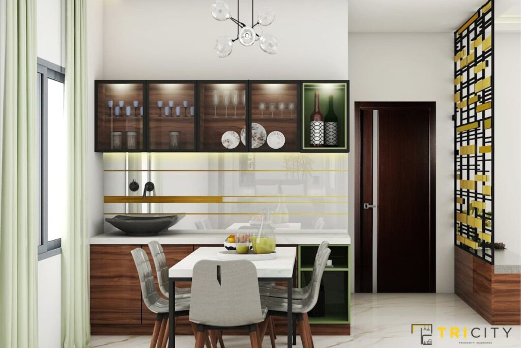 Crockery Unit Partition Designs Between Living Dining