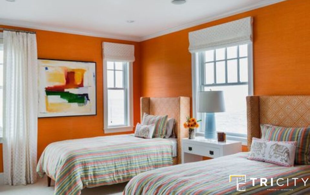 Cream and Amber Orange Two Color Combinations For Bedroom Walls