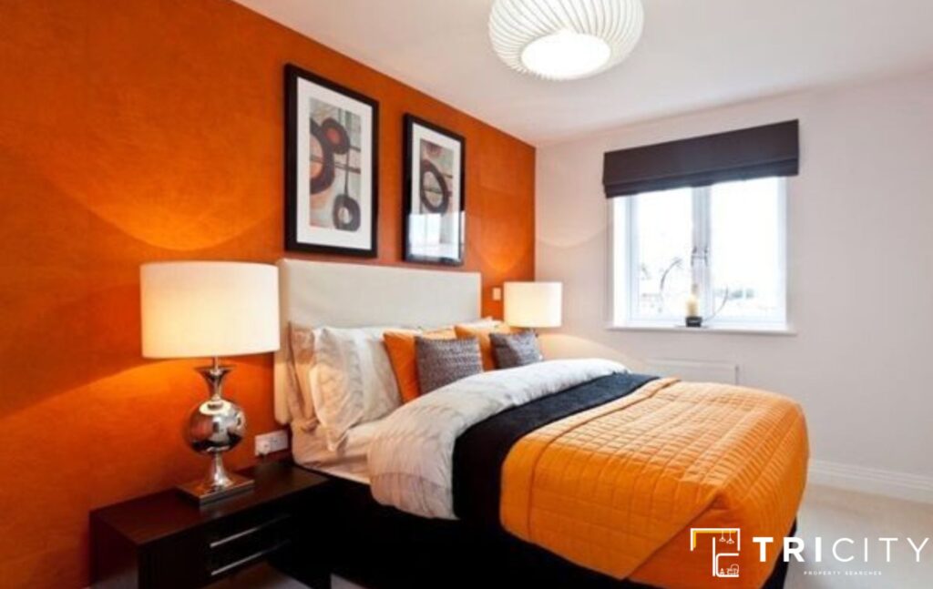 Eggshell White and Cinnamon Spice Orange Two Color Combinations For Bedroom Walls
