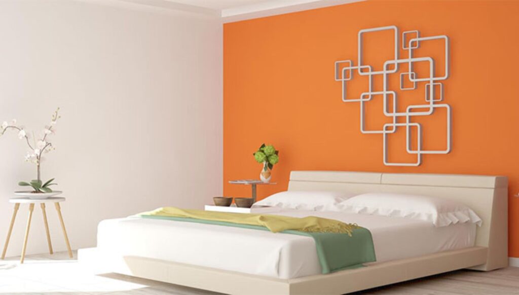 Beige and Orange Two Color Combinations For Bedroom Walls