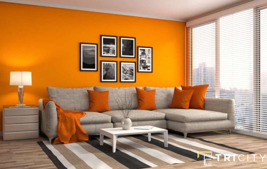 Grey and Orange Two Color Combinations For Bedroom Walls