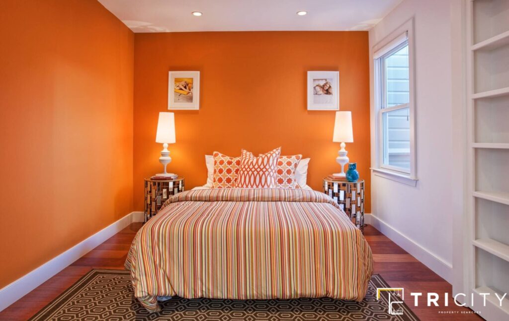 Cream and Amber Orange Two Color Combinations For Bedroom Walls