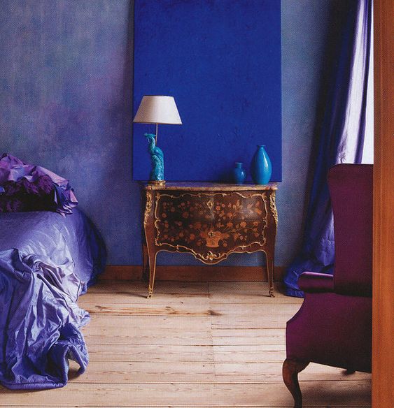 Royal Blue and Purple Two Color Combination For Bedroom Walls 