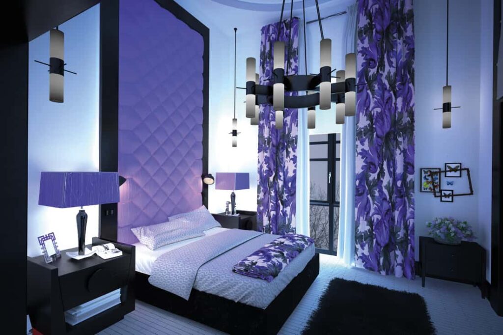 Royal Blue and Purple Two Color Combination For Bedroom Walls 