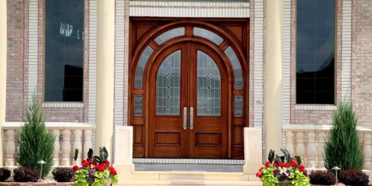 Indian Main Door Designs With Metal, Glass, and Wood
