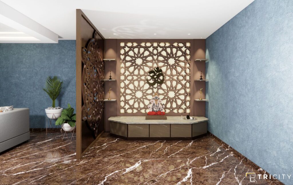 Corner Space Saving Small Pooja Room Designs In Apartments