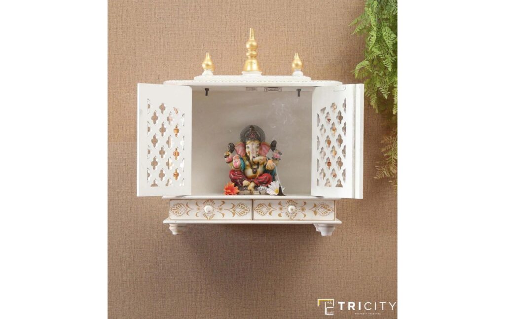 Shelf Space Saving Small Pooja Room Designs In Apartments