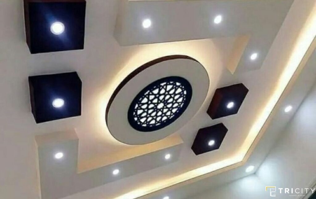 POP Design For Roof With Lights