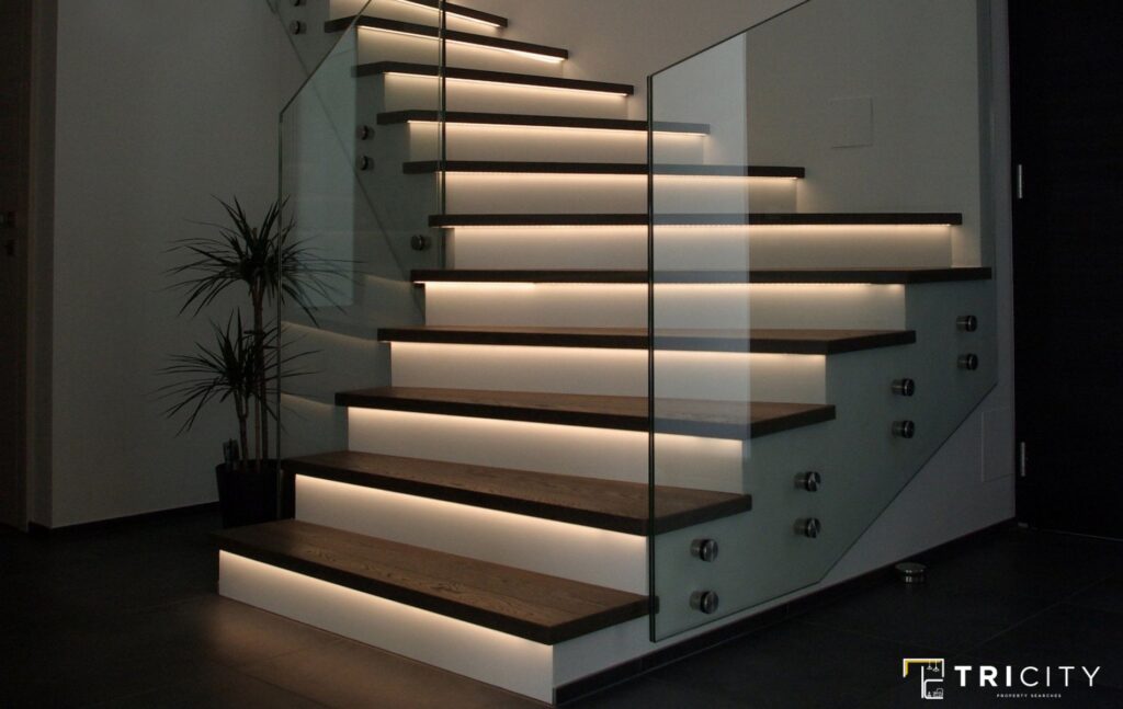 Limited Space Small Space Stairs Design With Illuminated Steps