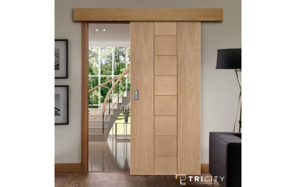 Sliding Wooden Main Hall Double Door Design