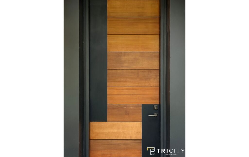 Designer Main Doors With Chevron Wood Panels