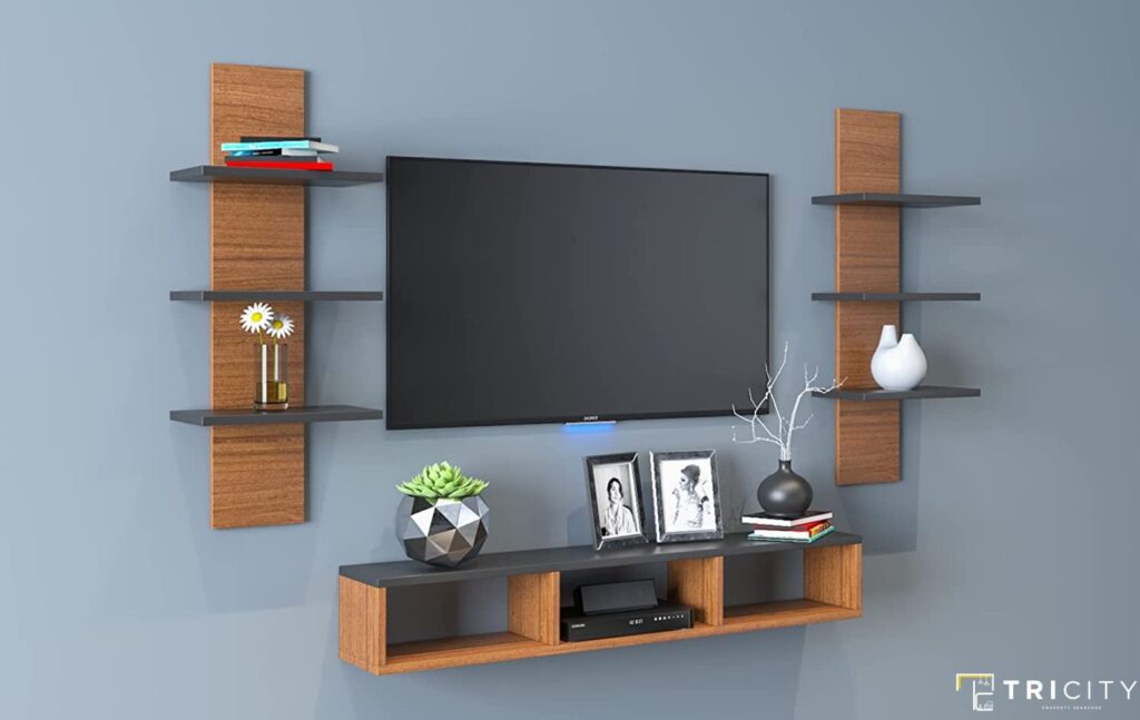 Floating Cabinet Modern TV Panel Design For Bedroom