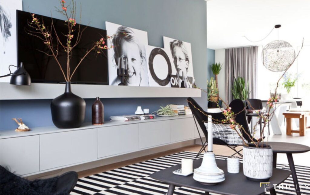 Scandinavian Style Modern TV Panel Design For Bedroom