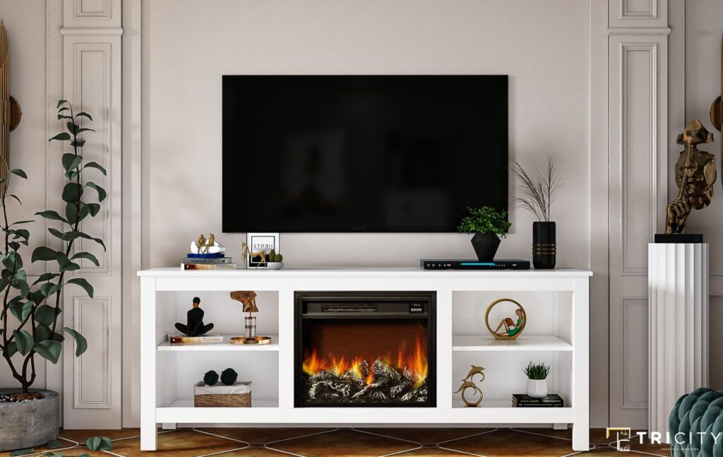 Black and White Modern TV Panel Design For Bedroom