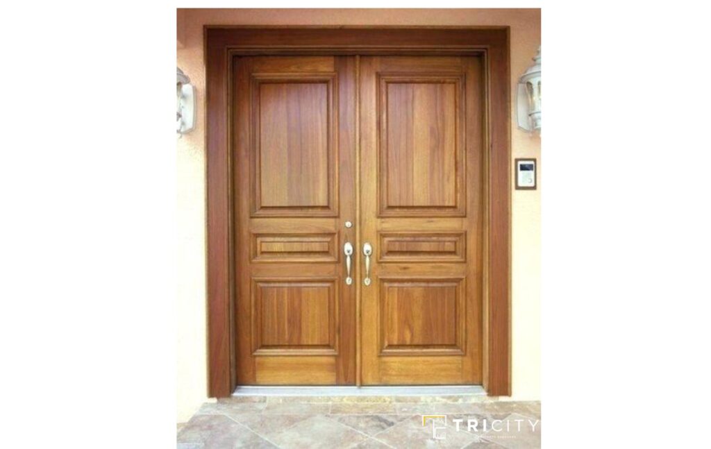 Plain Wooden Main Hall Double Door Design