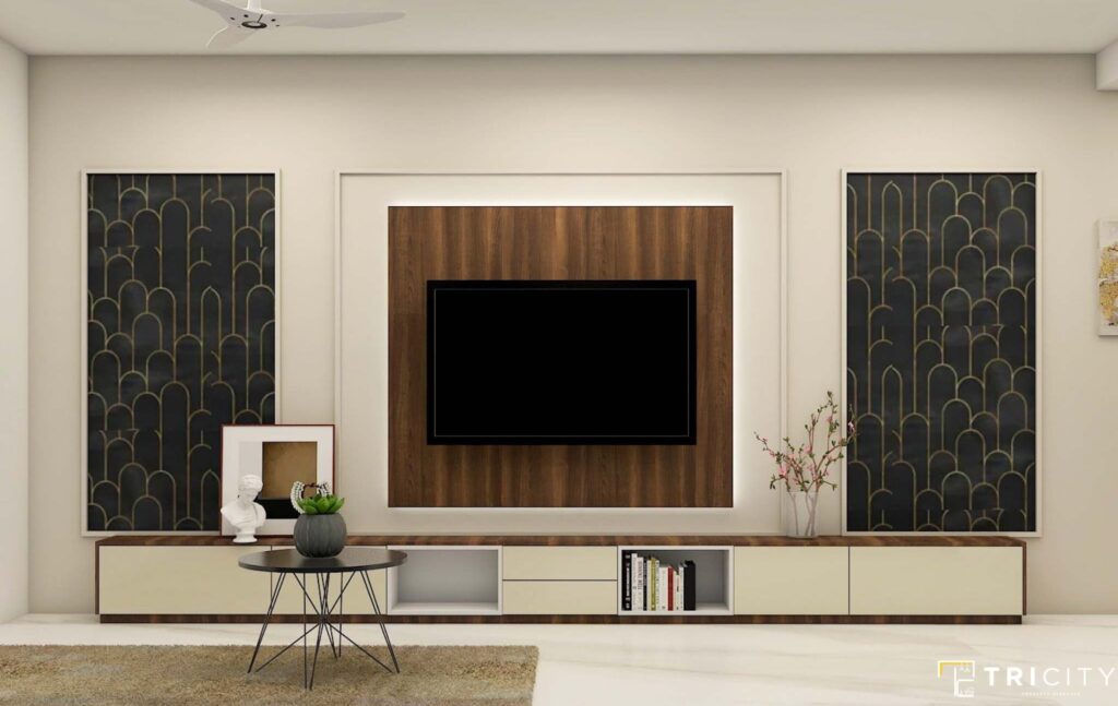 Built-in Modern TV Panel Design For Bedroom