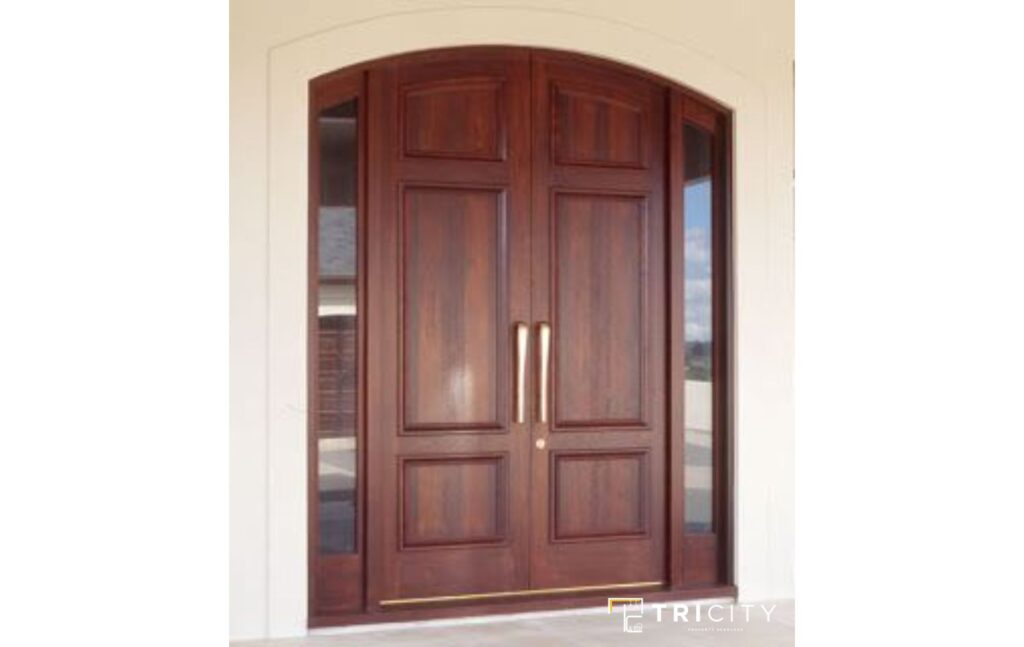 Plain Wooden Main Hall Double Door Design
