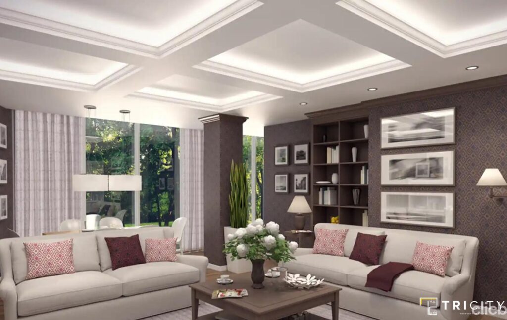 Coffered Main Hall Low Cost Simple POP Designs