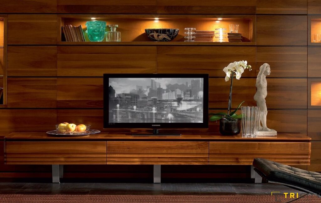Wood TV showcase design for living room