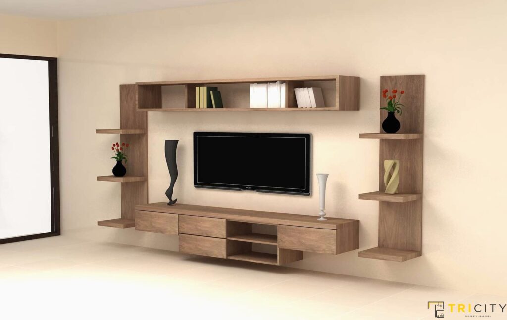 Wood TV showcase design for living room